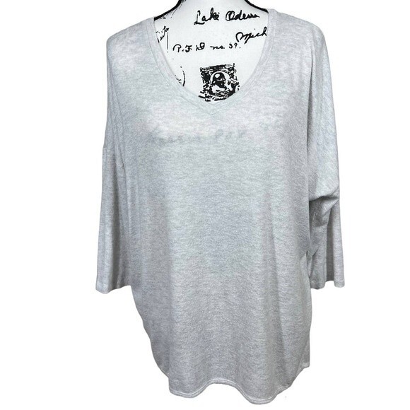 Philosophy ivory sweater 3/4 sleeve relax fit V neckline size L boho soft girl - Picture 1 of 15